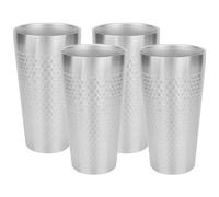 Adorila 4 Pack Stainless Steel Insulated Cups, 18.6 oz Double Wall Metal Cups For Drinking, Reusable Metal Drinking Glasses for Home Office Party Coffee (Silver)