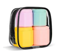 Adorila 4 Pcs Silicone Cream Jar with Lids, Small Travel Containers for Toiletries, Leakproof Refillable Bottles for Body Hand Cream, Lotion