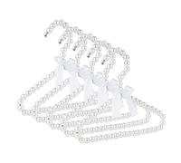 Adorila 5 Pack Pearl Hanger Kids, Small Pearl Beads Bow Clothes Hangers, Elegant Standard Hangers for Children Pet Dog (White)