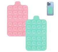 Adorila Adoril 2 Pcs Silicone Phone Suction Grip Mount, Double Side Adhesive Sticky Phone Grip for Hand-Free, 3.58"" x 2.17"" Mount Phone Grips for Back of Phone (Pink, Green)