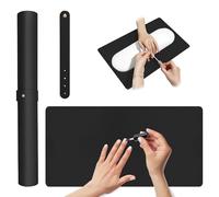 Adorila Black Nail Arm Rest Mat, Large Multipurpose Waterproof Heat Resistant Leather Nail Art Table Mat, Non-Slip Desk Pad for Desk & Office & Dinning Table (31.4" x 15.7")
