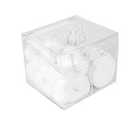 Adorila Cotton Swab Holder Dispenser with Lid, Square Plastic Box with 2 Compartments for Cotton Ball, Cotton Pads, Floss, Clear Container for Vanity Bathroom Organizer Storage