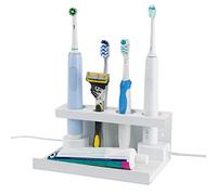 Adorila Electric Toothbrush Countertop Holder, Diatomaceous Earth Sink Organizer for Bathroom, Wall Mounted Toothbrush Stand Compatible with Philips Sonicare, Oral-B (White)