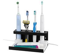 Adorila Electric Toothbrush Countertop Holder, Diatomaceous Earth Sink Organizer for Bathroom, Wall Mounted Toothbrush Stand Compatible with Philips Sonicare, Oral-B (Black)
