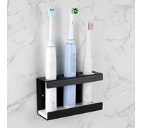 Adorila Electric Toothbrush Holder for Bathroom Wall, Self Adhesive Toothbrush Storage Rack with Diatomite Dish, Compatible with Philips 4100, 5100, 6100, 6500, 7500, 9300 (Black)