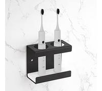 Adorila Electric Toothbrush Holder Wall Mounted, Toothbrush Stand with Diatomite Dish, Self Adhesive Toothbrush Storage Rack for Bathroom (Black) (JJL7177001)
