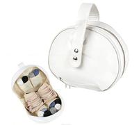 Adorila Foldable Vegan Leather Travel Underwear Organizer, Waterproof Soft Bra Storage Bag for Lingerie & Socks (Cream White)