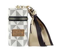 Adorila Lipstick Case Keychain with Scarf Charm, Vegan Leather Mini Lip Gloss Organizer Pouch for Purse (White, 1 Pack)