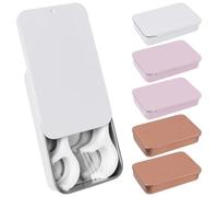 Adorila Metal Floss Picker Holder, 6 Pack Portable Small Slider Lid Travel Organizer for Cotton Buds and Scrunchies (Pink/Gold/White)