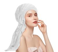Adorila Pre Tied Head Scarves for Women, Stretch Turban Hats with Breathable, Soft Non Slip Headwraps for Keep Hair Style Cap, Sleep Hat (White), White, One Size