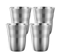 Adorila Small Stainless Steel Cups for Kids, Double Wall Metal Cups for Drinking, Stackable Metal Drinking Glasses for Cold and Hot Drinks, 250ml, Pack of 4