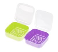 Adorila Soap-dishes 2 Pack, Small Travel Plastic Soap Case with Lid, Leak-Proof Soap Container, Square Green, Purple