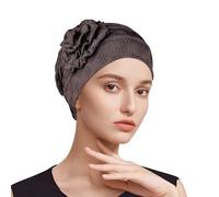 Adorila Stretch Turban Hats for Women, Beanie Headscarf Elastic Hats, Fashion Flower Knot Pre Tied Head Cap for Keep Hair Style Cap, Sleep Hat (Brown), Brown, One Size