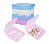 Adorila Travel Cotton Bud Holder, Hard Shell Storage Box, 6 Pack | PP Plastic, 11.5 x 9.2 x 2.8 cm, Snap-Hinged Lid, Fits Make-up Bags