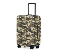 Adorila Travel Luggage Cover with Forest Camouflage Pattern - Elastic Suitcase Sleeve Protector with Double-Side Zippers, Fits (26-28 Inch), Size L