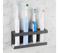 Adorila Wall Mounted Electric Toothbrush Holder, 4 Slots Toothbrush Stand with Diatomite Dish, Toothbrush Rack Compatible with AquaSonic Black Series, Kingheroes Sonic, Oral-B (Grey) (JJL7178003)