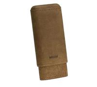 ADORINI Leather Cigar Case Made of Real Leather for 2-3 Cigars in Brown Suede Lined with Spanish Cedar Wood