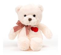 Adorlynetty 11” Small Teddy Bear with Heart Cute White Teddy Bear Stuffed Animals for Valentines Day Soft Stuffed Bear Plush Bear Plushie