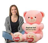 ADORSUN Giant Teddy Bear Plush Toys, Personalised Stuffed Bear Plush Toy with Customised Text as Personalised Gift for Family/Friends on Birthday/Christmas (Big Size-32 in-Text)
