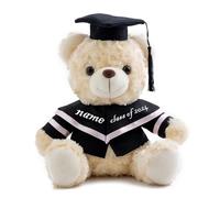 ADORSUN Graduation Bear Class of 2024 Personalised Graduation Gifts with Customised Text, Teddy Bear Stuffed Animal as Graduation Gifts for Her 2024 High School University Graduation (10-IN-White 1)