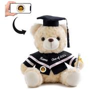 ADORSUN Personalised Graduation Teddy Bear 2024, Graduation Gifts for Him & Her with Text+Photo, Graduation Bear as Personalised Graduation Gifts for Girls/Boys Graduation Day 2024 (8-IN-White 1)
