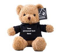 ADORSUN Personalised Teddy Bear Stuffed Animal with Customised Text, Stuffed Bear as Personalised Gift for Women/Men on Valentines' Day/Birthday/Anniversary 12inch-Hoodie-Black