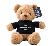 ADORSUN Personalised Teddy Bear Stuffed Animal with Customised Text, Stuffed Bear as Personalised Gift for Women/Men on Valentines' Day/Birthday/Anniversary 12inch-T Shirt-Black