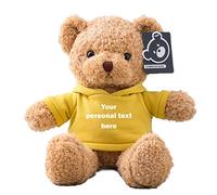 ADORSUN Personalised Teddy Bear Stuffed Animal with Customised Text, Stuffed Bear as Personalised Gift for Women/Men on Valentines' Day/Birthday/Anniversary 12inch-Hoodie-Yellow