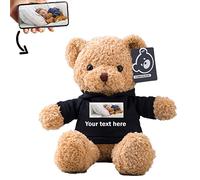 ADORSUN Personalised Teddy Bear Stuffed Animal with Photo+ Custom Text, Stuffed Bear as Personalised Gift for Women/Men on Valentines' Day/Birthday/Anniversary/Christmas（12inch-Hoodie-Black