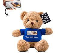 ADORSUN Personalised Teddy Bear Stuffed Animal with Photo+ Custom Text, Stuffed Bear as Personalised Gift for Women/Men on Valentines' Day/Birthday/Anniversary 12inch-T Shirt-Blue