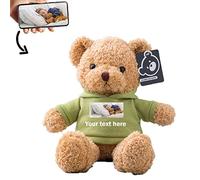 ADORSUN Personalised Teddy Bear Stuffed Animal with Photo+ Custom Text, Stuffed Bear as Personalised Gift for Women/Men on Valentines' Day/Birthday/Anniversary/Christmas(12inch-Hoodie-Green