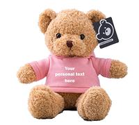 ADORSUN Personalised Teddy Bear with Customised Text, Name or Date, Bear Stuffed Animal Plush Toys as Personalised Gift for Christmas/Birthday/Valentines' Day/Anniversary (16 inch-Hoodie-Pink)