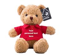 ADORSUN Personalised Teddy Bear with Name, Text or Date, Bear Stuffed Animal Plush Toys as Personalised Gifts for Christmas/Birthday/Valentines' Day/Anniversary (12 inch-Short Sleeve-Red)