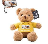 ADORSUN Personalised Teddy Bear with Photo+ Custom Text, Bear Stuffed Animal Plush Toys as Personalised Gifts for Christmas/Birthday/Valentines' Day/Anniversary (12 inch-Short Sleeve-Yellow)