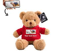 ADORSUN Personalised Teddy Bear with Photo+ Custom Text, Name or Date, Bear Stuffed Animal Plush Toys as Personalised Gifts for Christmas/Birthday/Valentines' Day/Anniversary (12-IN-Hoodie-Red)