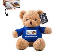 ADORSUN Personalised Teddy Bear with Photo +Custom Text, Stuffed Animal Bear Plush as Personalised Gifts for Women/Men on Valentines' Day/Birthday/Anniversary/Christmas(16inch-Hoodie-Blue