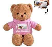 ADORSUN Teddy Bear Plush Toys, Personalised Stuffed Bear Plush Toy with Customised Text+Image as Personalised Gift for Men & Women on Birthday/Christmas (8 inch-B-Brown 1)