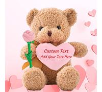 ADORSUN Teddy Bear Stuffed Animal with Heart and Rose as Personalised Valentine Gifts for Her/Him, Teddy Bear with Name or Text for Men/Women on Valentines Day/Birthday/Anniversary (10 IN-Pink Heart)