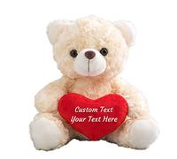 ADORSUN Teddy Bear with Heart for Personalized Text, Personalised Gifts Plush White Stuffed Animal for Girlfriend/Family for Birthday/Anniversary/Valentines Day (8-IN-White)