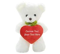 ADORSUN Teddy Bear with Heart for Personalized Text, Personalized Gifts Plush White Stuffed Animal for Girlfriend/Family for Birthday/Anniversary/Valentines Day (16-IN-White)