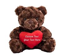 ADORSUN Teddy Bear with Heart, Personalized Text, Custom Teddy Bear Plush Stuffed Animal for Girlfriend/Family - Black