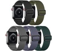 Adorve 5 Pack Nylon Elastic Strap Compatible with Apple Watch SE Strap 44mm 46mm 45mm 42mm 49mm Men - Stretchy Fabric Sport Loop Band for iWatch Series 11 10 9 8 7 6 5 4 3, SE 3 2 1, Ultra 3 2 1