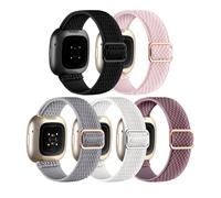 Adorve Compatible with Fitbit Versa 3/Fitbit Versa 4 /Fitbit Sense/Sense 2 Bands for Women Men, Adjustable Stretchy Solo Loop Elastic Nylon Sport Strap for SmartWatch Replacement