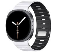Adorve N54 Magnetic Silicone Band for Samsung Galaxy Watch 9/8 Strap 44mm 40mm - Galaxy Watch 8 Classic Strap 46mm, Breathable Waterproof Sports Watchband for Men & Women, White/Black