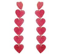 Adoshine Heart Earrings BlingBling Dangle Earrings Acrylic Cute Hot Pink Red Rave Earrings Love Heart Shaped Earring For Women Gift, Acrylic, No Gemstone