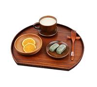 Adosio Wooden Serving Tray Half Moon Shaped Food Bread Platter Decorative Counter Tray for Serving Coffee Tea Cheese Dessert Vegetable Fruit (Medium)