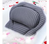 ADOV Bath Pillow, Non-Slip Luxury Bathtub Pillow with 6 Suction Cups, Ergonomic 4D Air Mesh Headrest Cushion for Head, Neck, Shoulder and Back Support for Spa, Hot Tub, Jacuzzi (Grey-01)