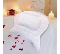 ADOV Bath Pillow, Non-Slip Luxury Bathtub Pillow with 6 Suction Cups, Ergonomic 4D Air Mesh Headrest Cushion for Head, Neck, Shoulder and Back Support for Spa, Hot Tub, Jacuzzi