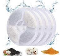 ADOV Cat Water Fountain Filters, Hygienic Fresh Waterfall Purifier, Round Replacement Filters with Ion Exchange Resin and Premium Activated Carbon Compatible with Small Dog/Cat Fountains (4 Pcs)