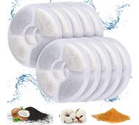 ADOV Cat Water Fountain Filters, Round Replacement Cat Fountain Filters with Ion Exchange Resin, Active Carbon Compatible with Automatic Flower Fountains Pet Drinking Dispenser for Dogs Cats (10 Pcs)